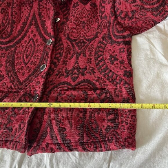 Vintage Red Tapestry Jacket sz M Paisley Blazer Whimsygoth Victorian Western - Picture 9 of 12